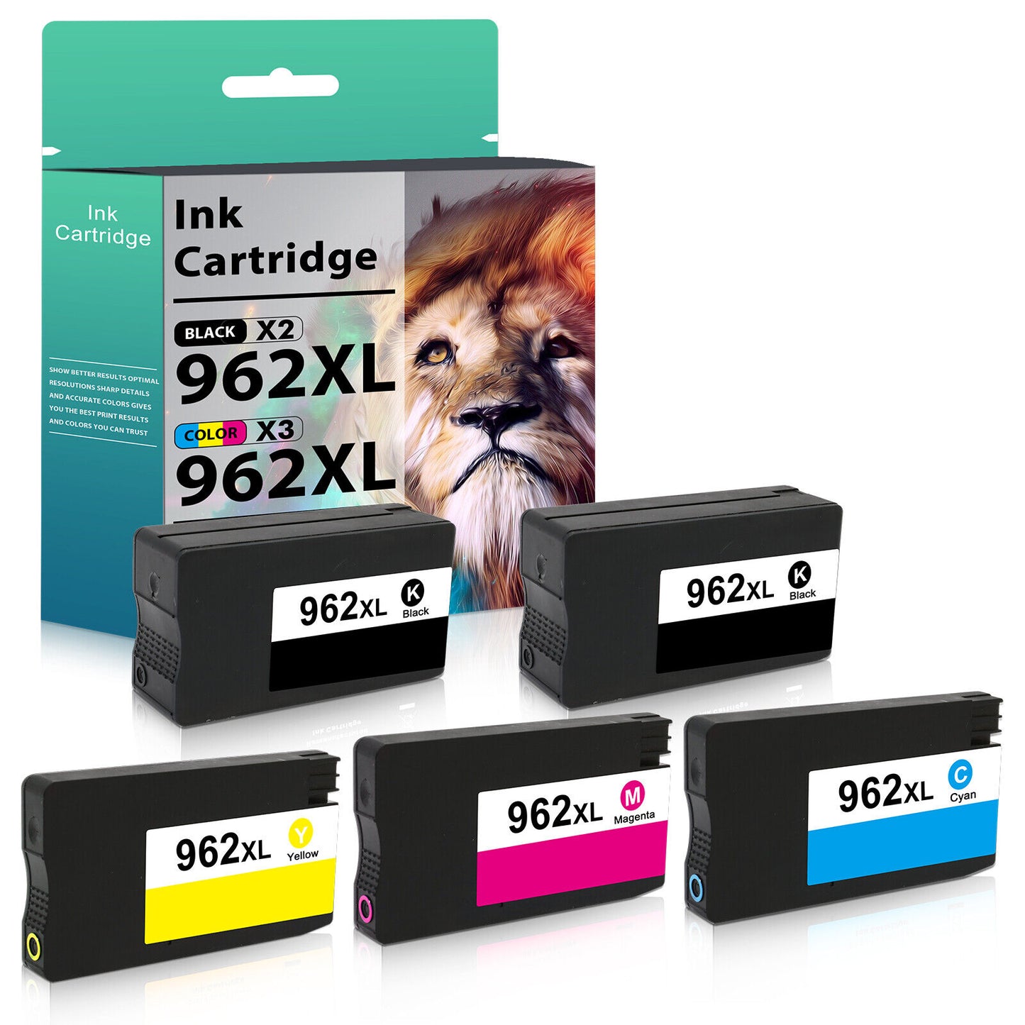 5PACK 962XL BCYM Ink Replacement for HP OfficeJet Pro 9015 9016 9025 9010 9020