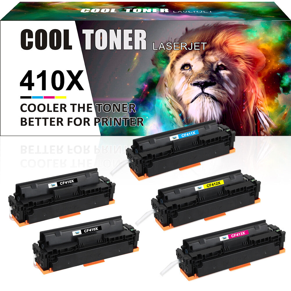 5 Pack Toner Cartridge Compatible with HP 410X CF410X M452dn MFP M477fnw M477fdw