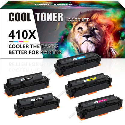 5 Pack Toner Cartridge Compatible with HP 410X CF410X M452dn MFP M477fnw M477fdw