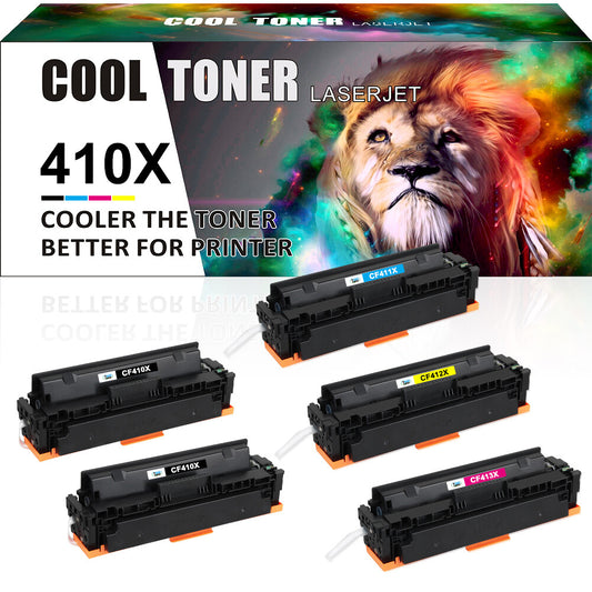 5 Pack Toner Cartridge Compatible with HP 410X CF410X M452dn MFP M477fnw M477fdw