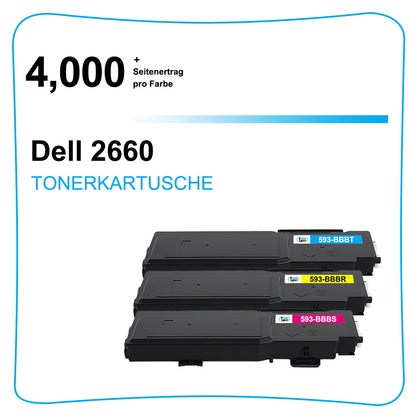 3x Hi-Yield Color C2660 Laser Toner Compatible for Dell C2660dn C2665dnf Printer