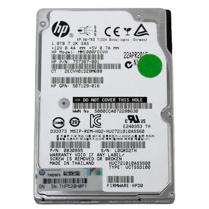 HP MM1000FECVH 1.0TB 7.2K RPM SAS 6Gb/s 2.5" HDD Hard Drive 0B30895 757387-001 (NOT FOR HOME PC)