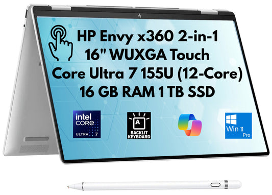 HP ENVY x360 2-in-1 16" WUXGA Touch Core Ultra 7 155U 16GB 1TB SSD Stylus W11P