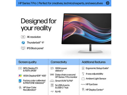 HP Series 7 Pro 27 inch 4K Thunderbolt 4 Monitor - 727pk 27" 4K UHD (3840 x