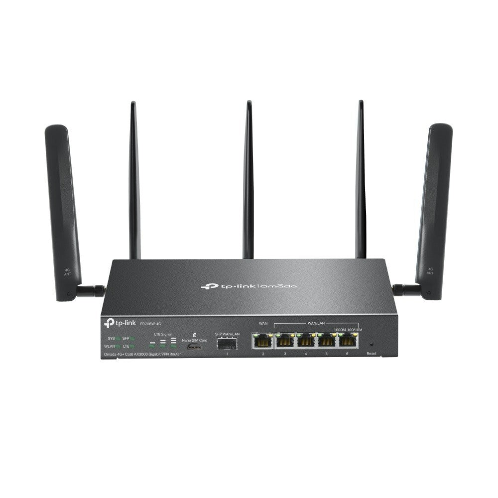 TP-Link ER706W-4G | Omada 4G+ Cat6 AX3000 Wireless Gigabit Multi-WAN VPN Router