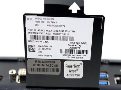 Dell Wyse Dx0Q-5020 AMD GX-415GA 1.50GHz 4GB Ram 16GB SSD Thin Client KTHYJ