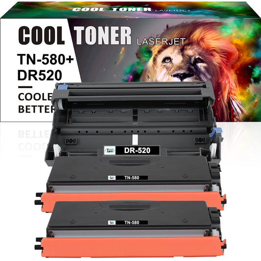 2x TN580 Toner + DR520 Drum For Brother HL-5240 HL-5250DN HL-5250DNT HL-5280DW