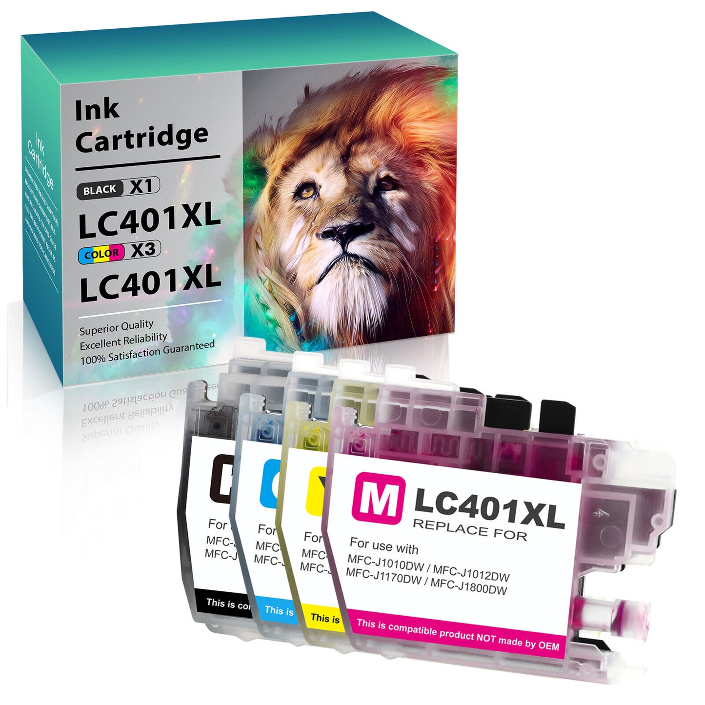 4x LC401XL BMCY Ink Cartridge replacement for Brother MFC-J1012DW MFC-J1170DW