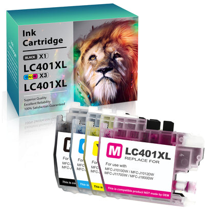 4x LC401XL BMCY Ink Cartridge replacement for Brother MFC-J1012DW MFC-J1170DW