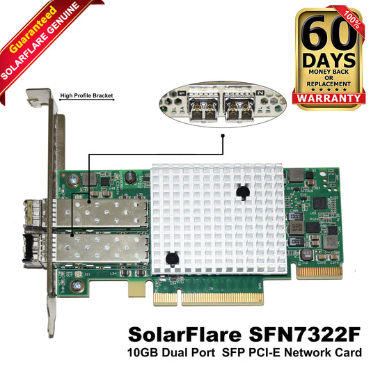 SolarFlare SFN7322F 10GbE Dual Port SFP+ PCIe 3.0 Network Adapter High Profile