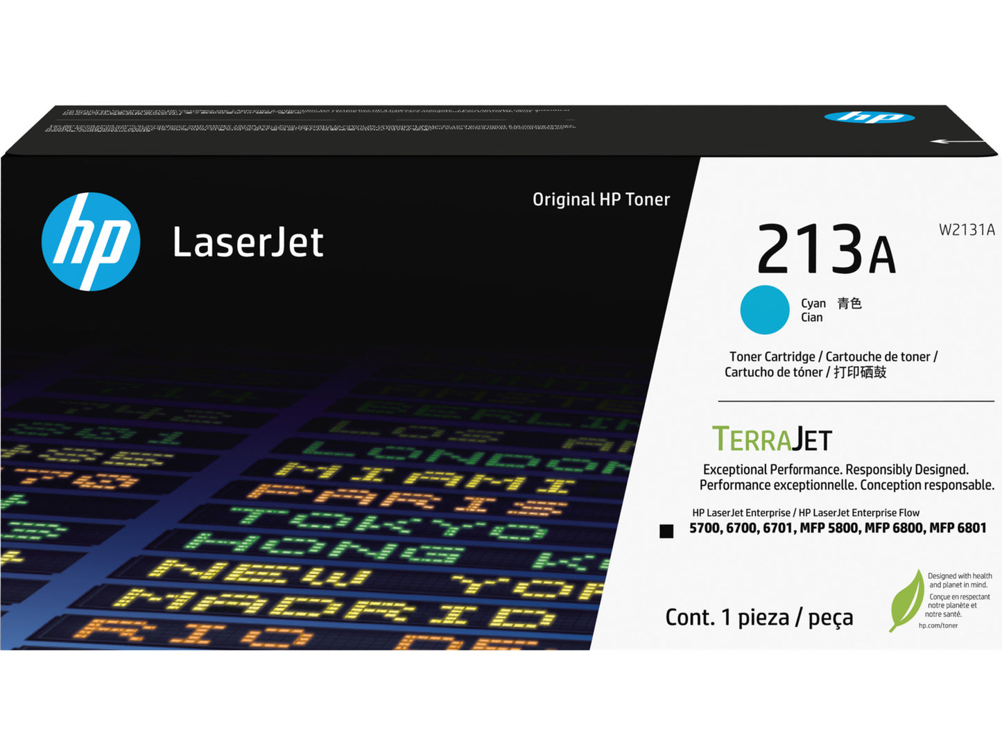 HP 213A Cyan Original LaserJet Toner Cartridge, ~3,000 pages, W2131A