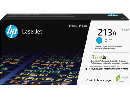 HP 213A Cyan Original LaserJet Toner Cartridge, ~3,000 pages, W2131A