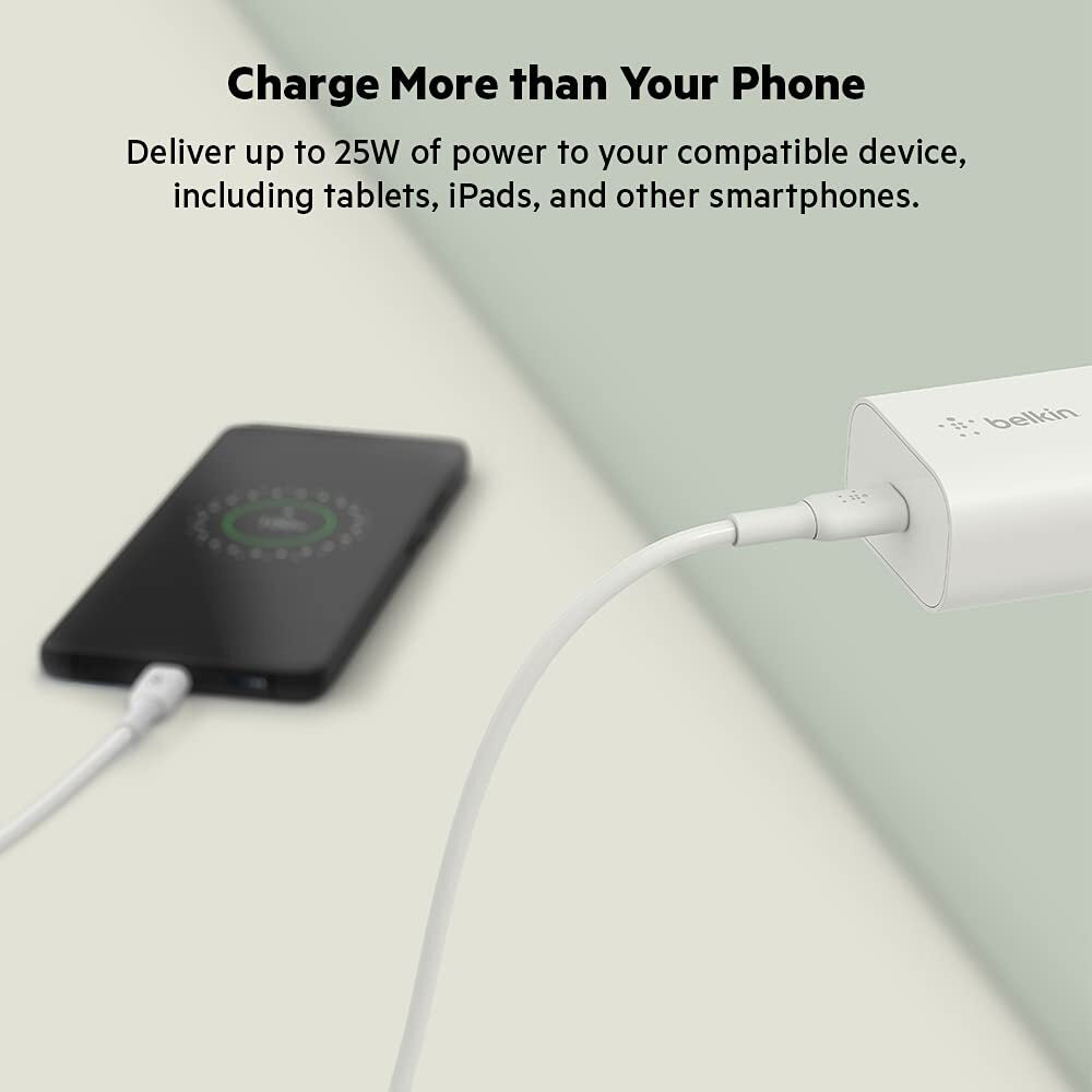Belkin 25-Watt USB-C Wall Charger, Power Delivery PPS Fast Charging for Apple iP