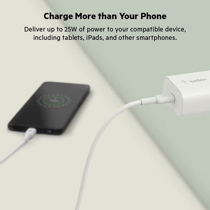 Belkin 25-Watt USB-C Wall Charger, Power Delivery PPS Fast Charging for Apple iP