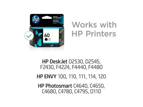 HP 60 Black Original Ink Cartridge, ~200 pages, CC640WN#140