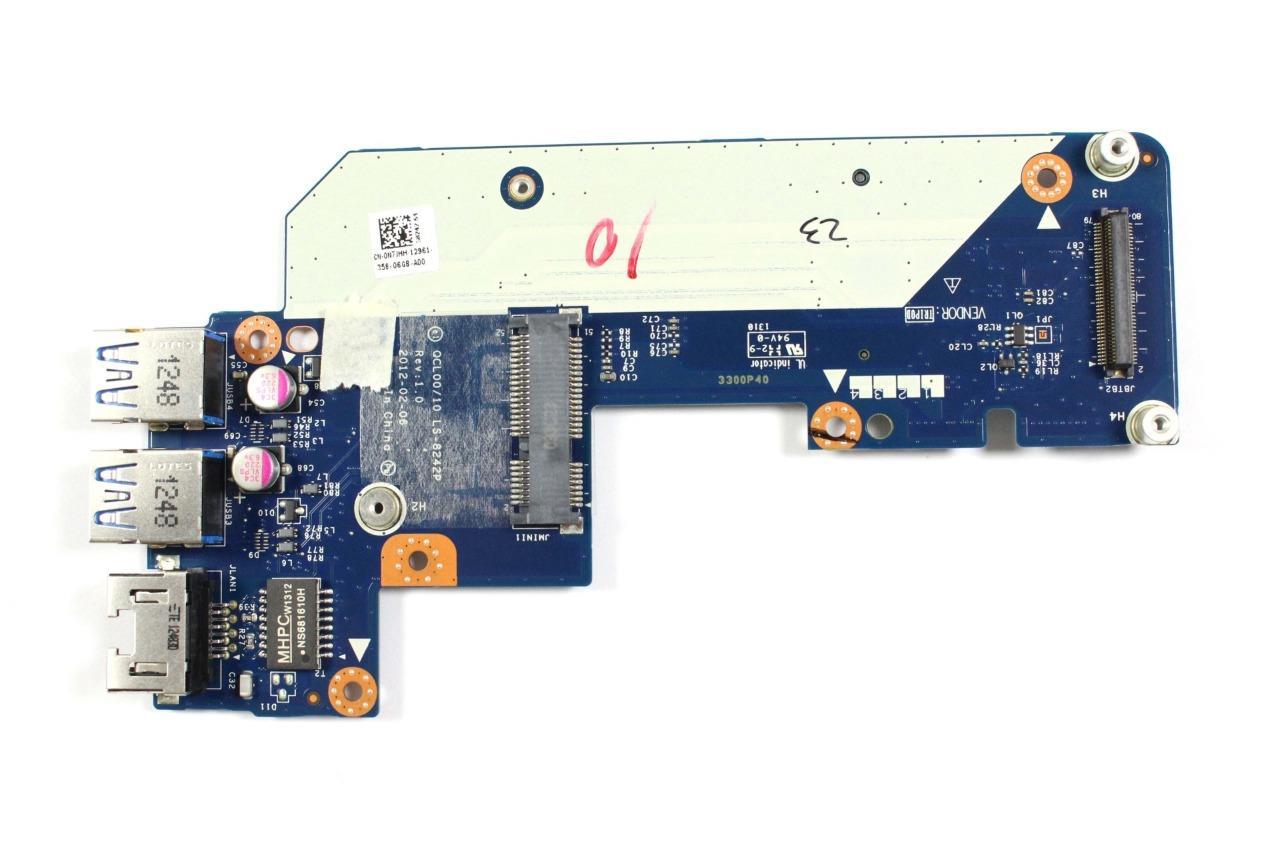 Dell Inspiron 7520 2 USB Ethernet LAN PCB Connector Board LS-8242P N7JHH 0N7JHH