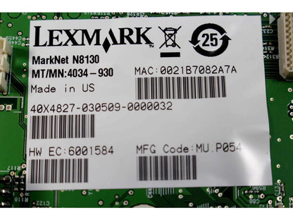 Lexmark MarkNet N8130 Fiber Ethernet 100Base-FX Print Server 40X4827 5N1VH
