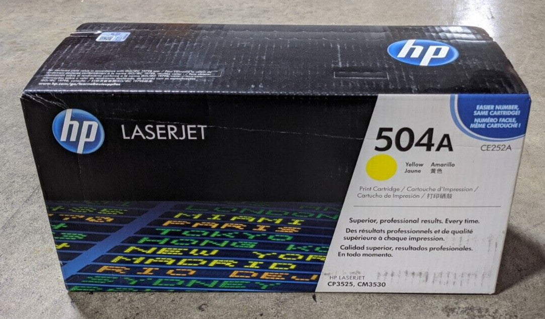 Genuine HP 504A CE252A Yellow Toner Cartridge 7K Page LaserJet CP3525 CM3530 NEW