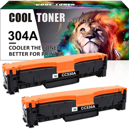 2x Compatible with HP LaserJet CP2025dn CP2025n CM2320nf Black Toner CC530A 304A
