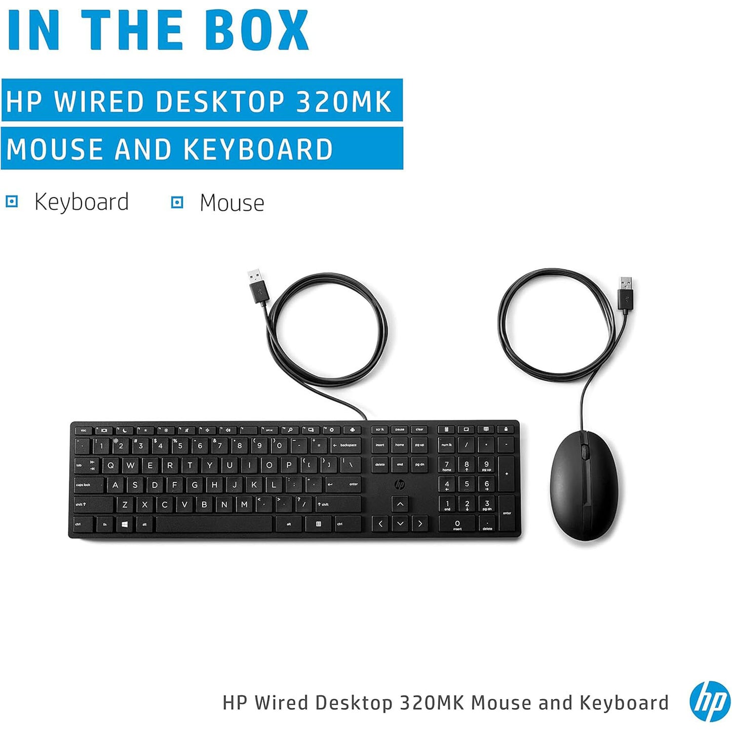 HP 320MK Wired Desktop Mouse and Keyboard Combo 9SR36AA#ABA