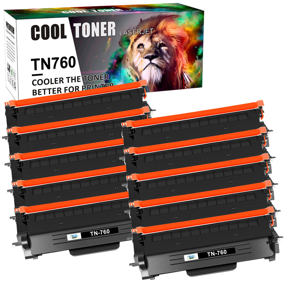 10 PK High Yield TN730 TN760 Toner Cartridge for Brother DCP-L2550DW MFC-L2750DW