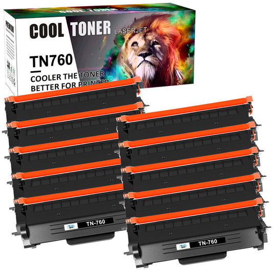 10 PK High Yield TN730 TN760 Toner Cartridge for Brother DCP-L2550DW MFC-L2750DW