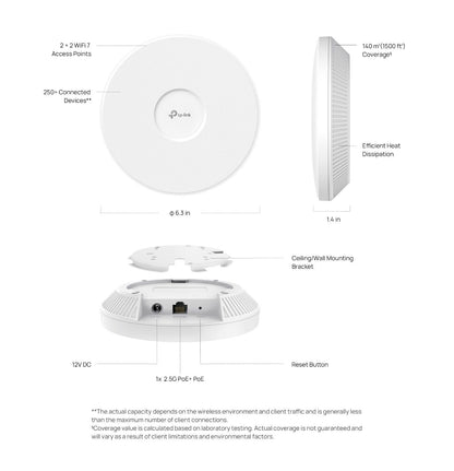TP-Link EAP723 | BE5000 Omada Wireless Ceiling Mount Wi-Fi 7 Access Point