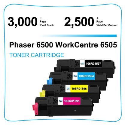 4 Pack Set for 106R01597 Toner Xerox Phaser 6500 6500N 6500DN Workcentre 6505