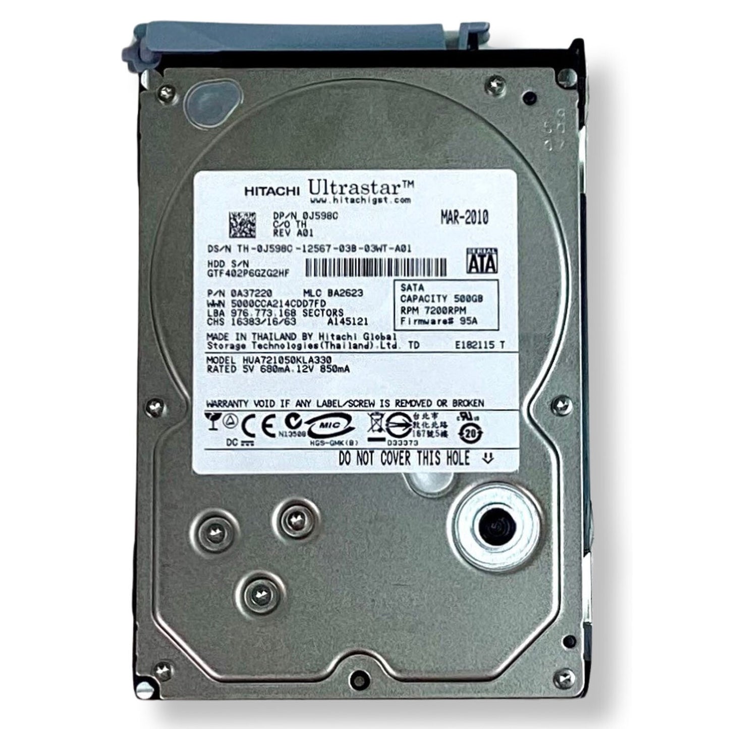 HITACHI 500GB 7200RPM SATA 3.0 Gbps 3.5 32MB Cache Ultrastar Hard Drive J598C