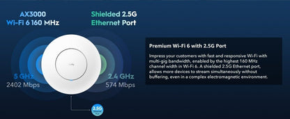 Cudy AP3000_P | AX3000 2.5G Wireless Dual Band Ceiling Mount WiFi 6 Access Point