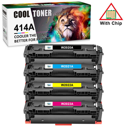 WITH CHIP 4 Toner Compatible With HP 414A W2020A Laserjet Pro MFP M479fdw M454dn