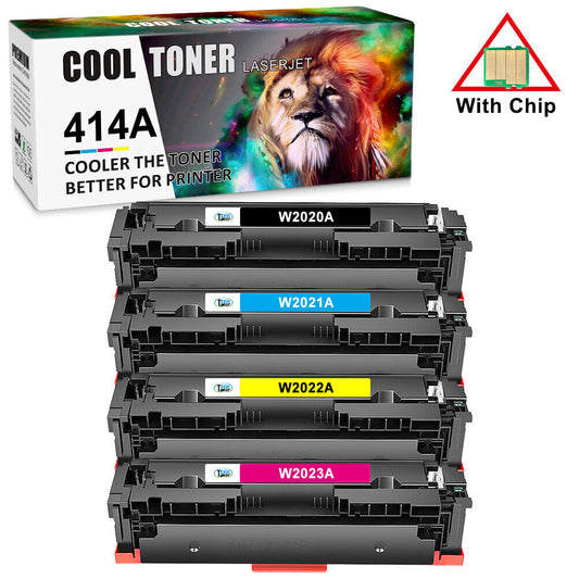 WITH CHIP 4 Toner Compatible With HP 414A W2020A Laserjet Pro MFP M479fdw M454dn