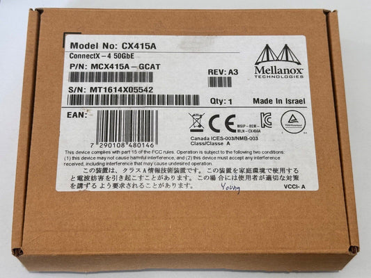 MCX415A-GCAT Mellanox ConnectX-4 50GBE SINGLE-PORT QSFP28 PCIE3.0 X16 ADAPTER