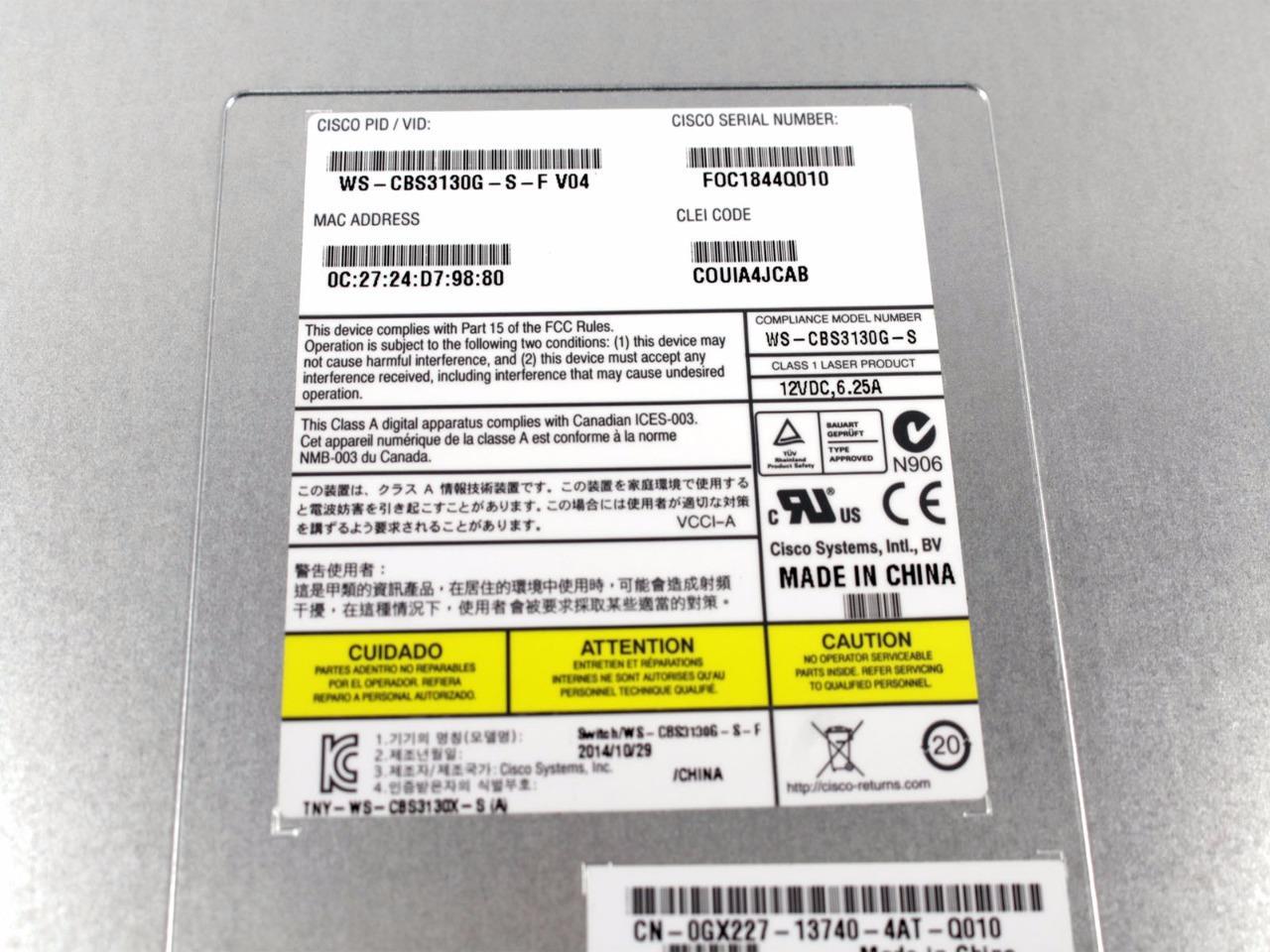 Cisco Catalyst Blade Switch 3130 For PowerEdge M1000e Blade WS-CB3130G-S GX227