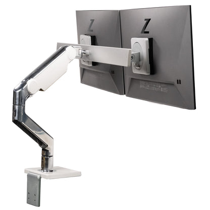 Dual HP Z24f G3 24" IPS Monitor & Adjustable Sping Swivel Humanscale Clamp Stand