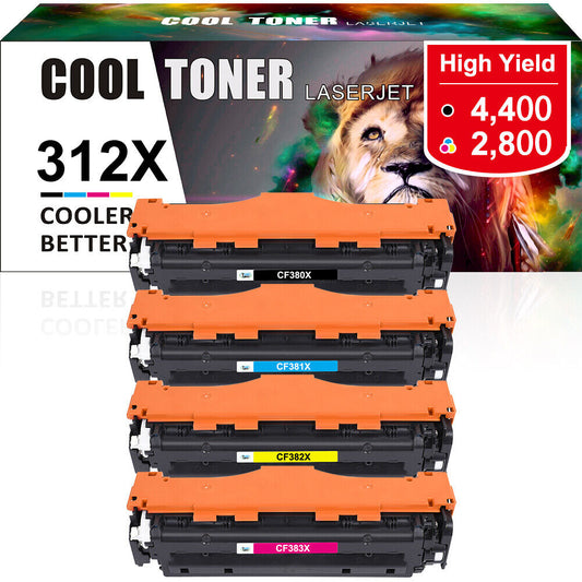 4PK CF380X Toner Cartridge Set For HP 312A Color LaserJet M476dn M476dw M476nw