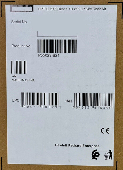 HPE Proliant P55029-B21 DL3X5 DL325 DL365 Gen11 1U x16 LP Secondary Riser Kit