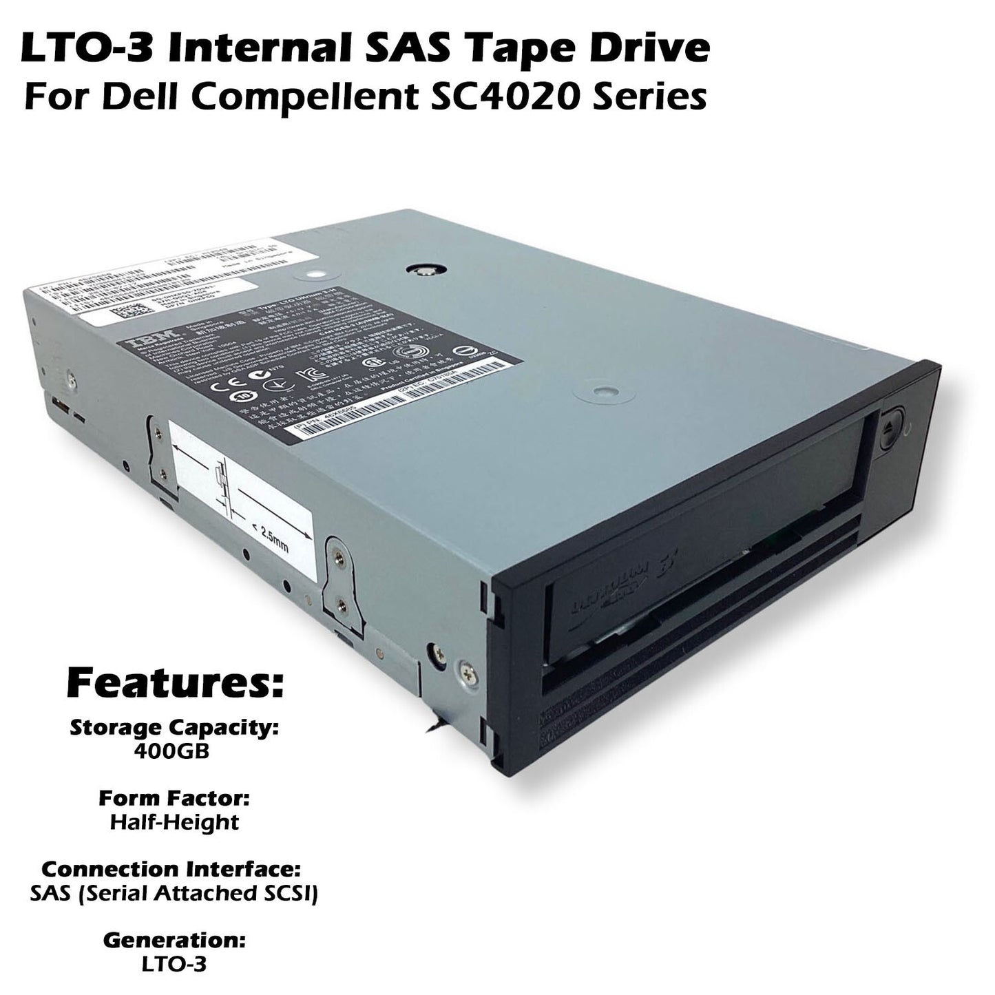 Dell 400GB/800GB Compressed LTO-3 SAS HH V2 Tape Drive 0HKP50 HKP50 46X5668 (NOT FOR HOME PC)