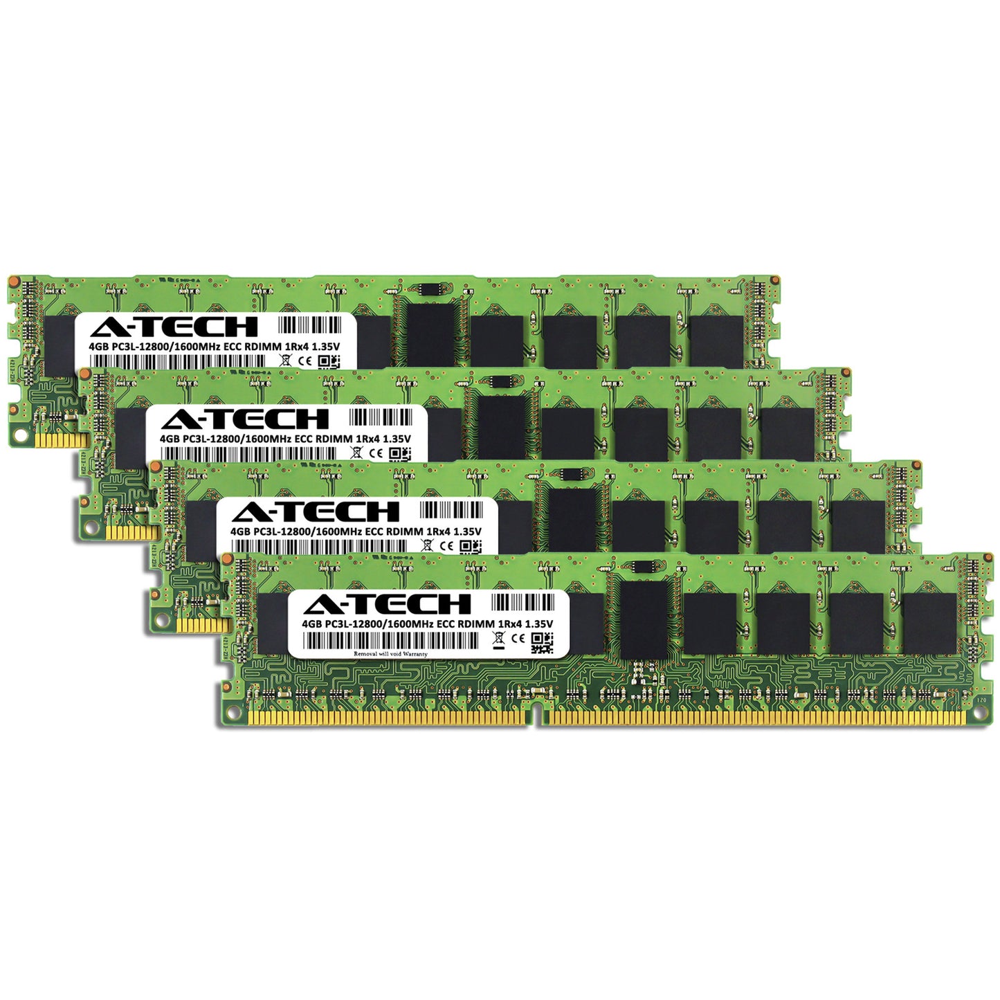 A-Tech 16GB 4x 4GB 1Rx4 PC3-12800R DDR3 1600 LV ECC RDIMM REG Server Memory RAM (NOT FOR HOME PC)