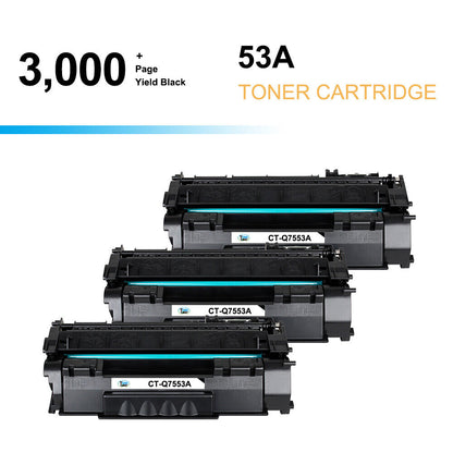 3x Black Toner Compatible with HP Q7553A 53A LaserJet M2727nf MFP P2015d P2015dn