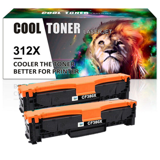 2PK CF380X Black Toner Compatible with HP 312X 312A Color Pro MFP M476dn M476dw