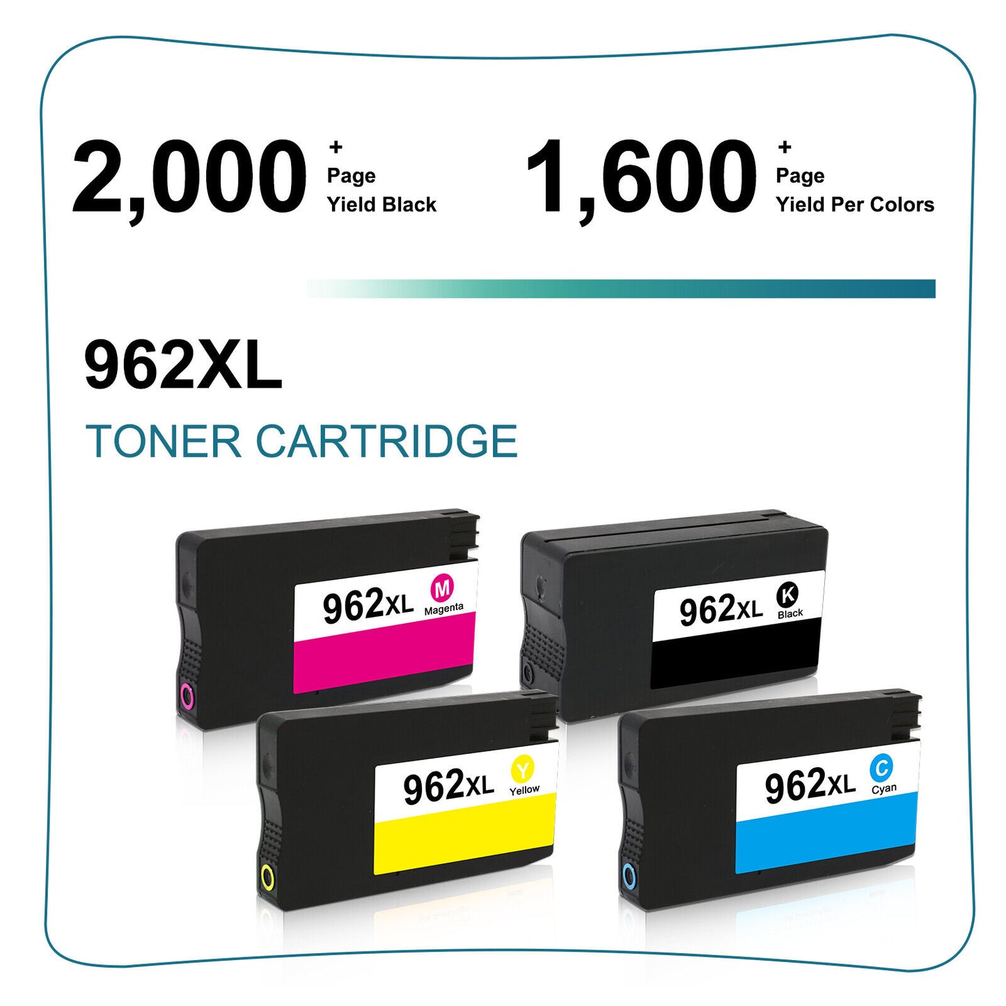5PACK 962XL BCYM Ink Replacement for HP OfficeJet Pro 9015 9016 9025 9010 9020