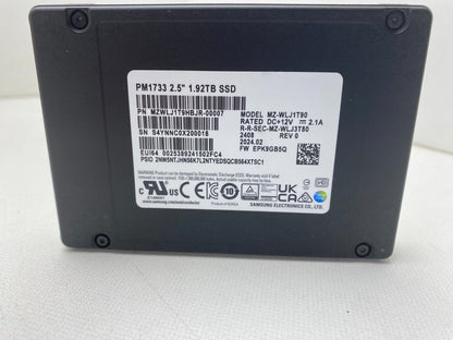 Samsung PM1733 MZWLJ1T9HBJR-00007 2.5 in 1.92 TB Internal SSD