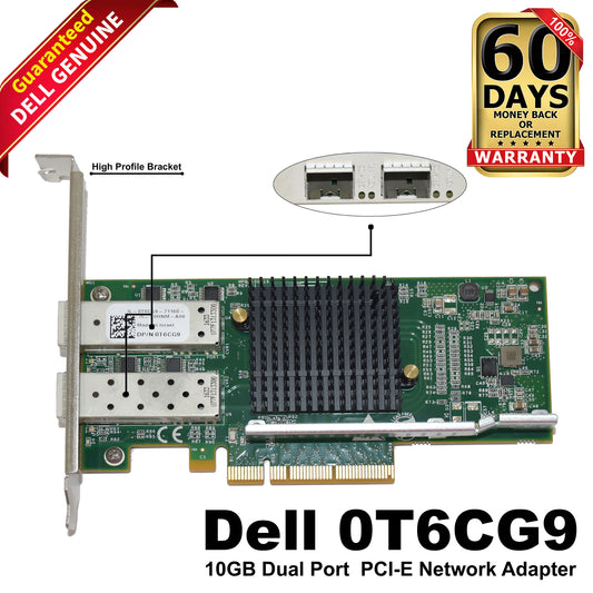 Lot of 4 Dell PE210G2SPI9A-XR 10GbE SFP+ Dual-Port Network Adapters T6CG9