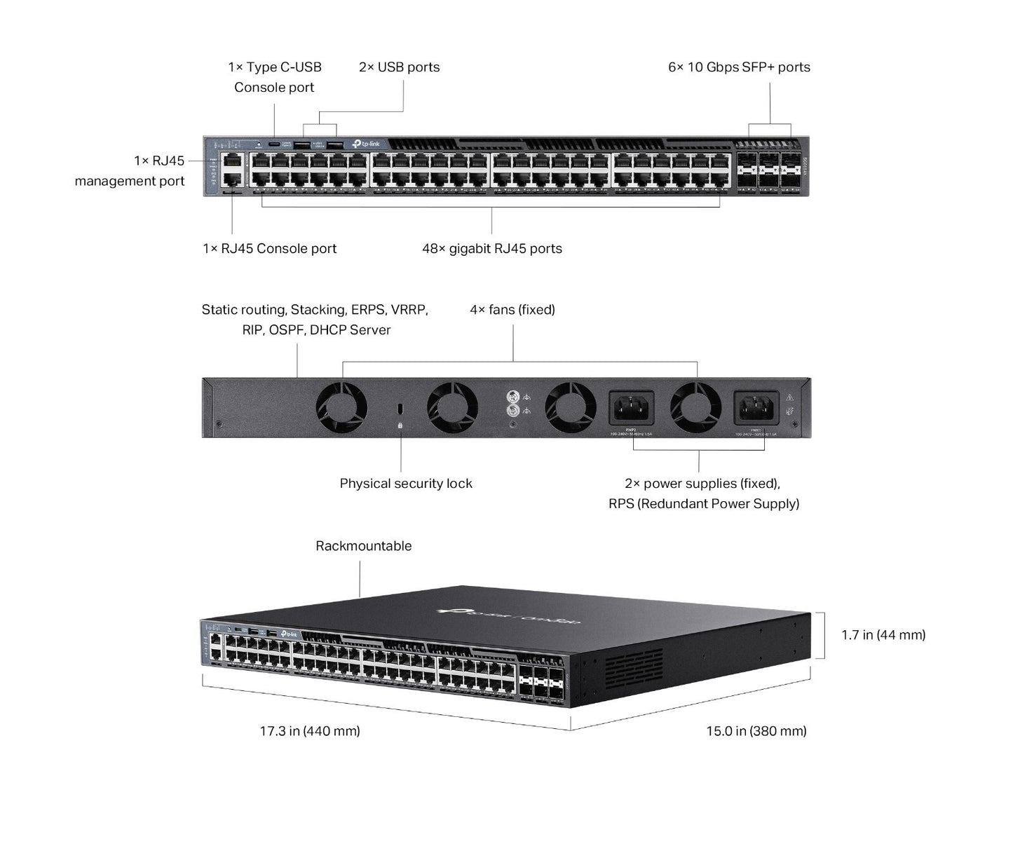 TP-Link SG6654X | Omada 48-Port Gigabit Stackable L3 Managed Switch | 6* 10G SFP