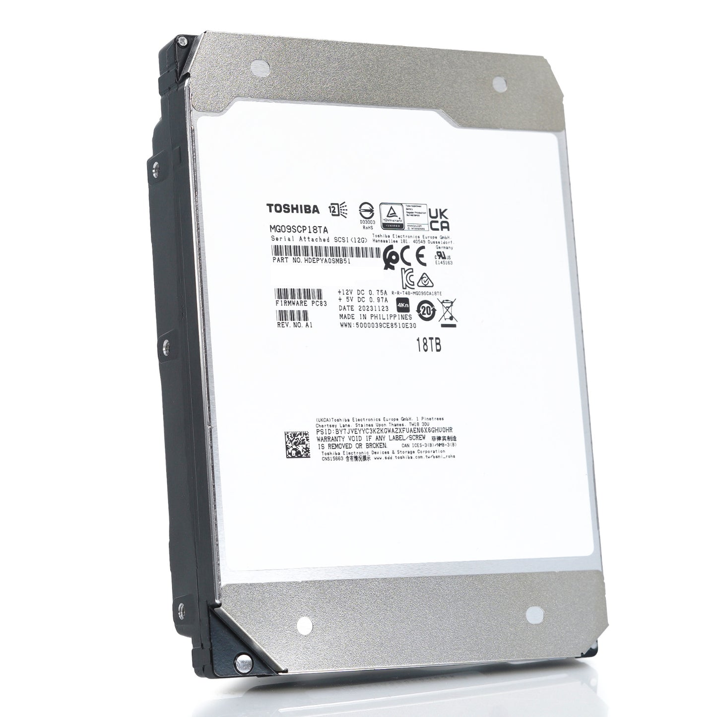Toshiba MG09 MG09SCP18TA HDEPYA0SMB51 18TB 7.2K RPM SAS 12Gb/s 4Kn SED 3.5" HDD (NOT FOR HOME PC)