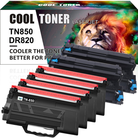 6 Pack DR820 Drum & TN850 Black Toner for Brother TN820 HL-L5000D MFC-L5800DW