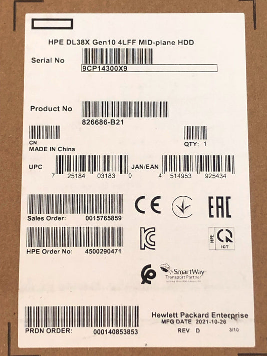 HPE DL38X Gen10 4LFF MIDPLANE SAS/SATA HDD KIT ProLiant DL380 Gen10 826686-B21 (NOT FOR HOME PC)