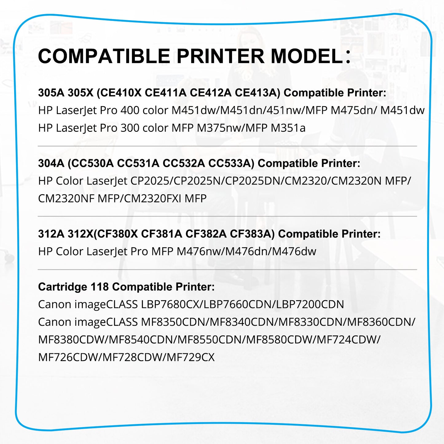 2X 312X CF380A Toner Cartridge Compatible With MFP M476dnw M476dw M476nw printer