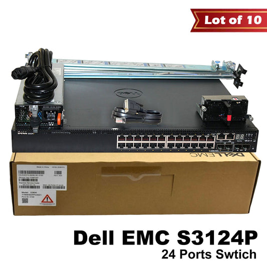 Lot of 10 Dell PowerSwitch S3124P 24-Ports 1GbE PoE+ L3 2x 10GbE Switch F8NYC